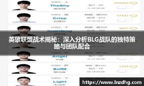英雄联盟战术揭秘：深入分析BLG战队的独特策略与团队配合
